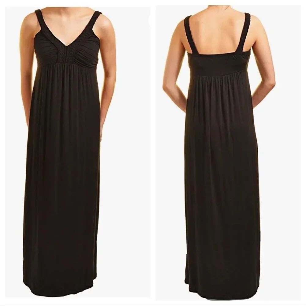 Design History Black Braided Straps Maxi Dress Size Medium